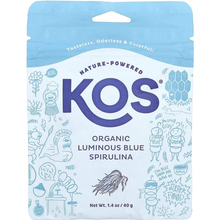KOS, poudre de spiruline bleue lumineuse biologique, 1,4 oz (40g)