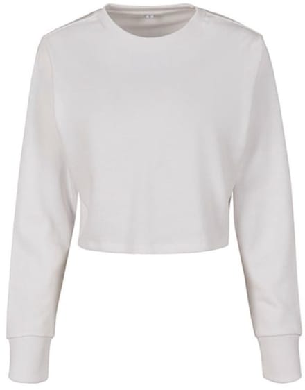 Ladies Terry Cropped CrewWhite maat S