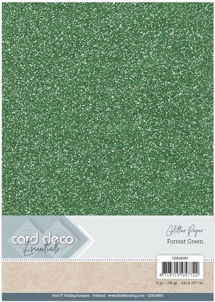 Card Deco Essentials Glitter Papier Forest Green