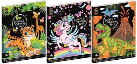 Grafix krasboek scratch art kleurboek 10 pagina's dieren 26x21cm.