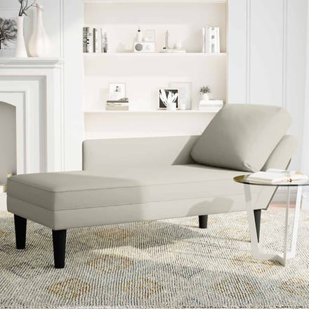 vidaXL - Chaise - longue - met - kussen&rechterarmleuning - fluweel - crèmekleurig