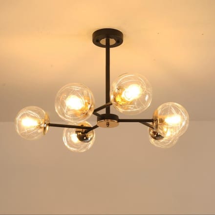 Haobosic Moleculaire Moderne - Hanglamp - Zwart+Goud - 72 cm - 6-arm