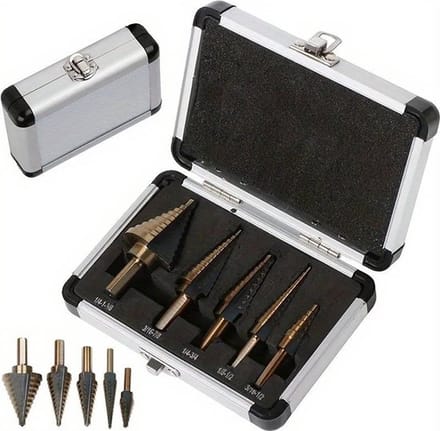stappenboor set van 5 stuks, voor precisie boren voor alle materialen