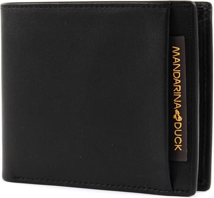 MANDARINA DUCK Leren Portemonnee Dual Wallet Black Zwart