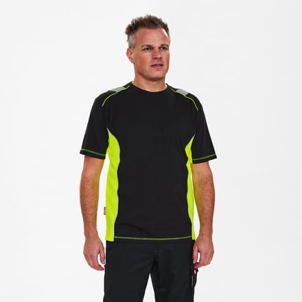 Engel Cargo T-shirt 9870-258 - Black / Hi-vis Yellow - 2XL