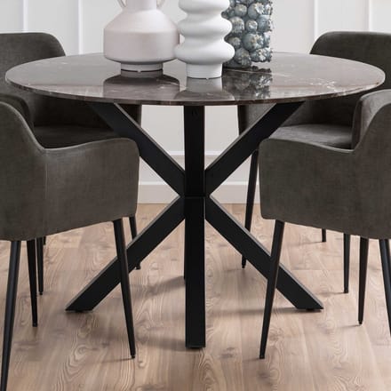 Giga Living Eettafel Harrie - Rond Bruin Marmer - Ø120x75,5cm