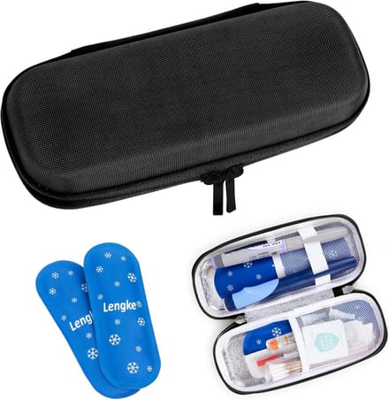 Famanu – Draagbare medicijnkoeltas, TSA-goedgekeurd, met thermometer en temperatuurweergave
