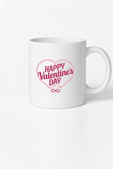 Happy Valentine's Day Mok met Hart en Infinity Symbool - Romantisch Valentijnsdag Cadeau
