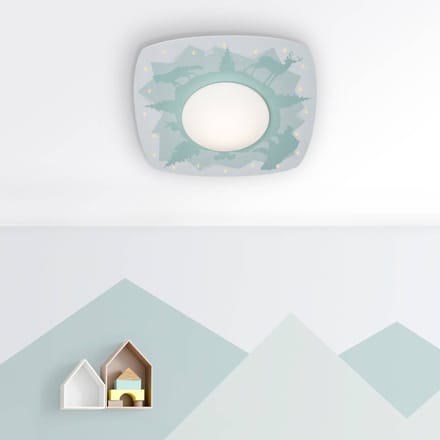 Elobra Scandi forest LED plafondlamp, 58 cm, groen, MDF hout
