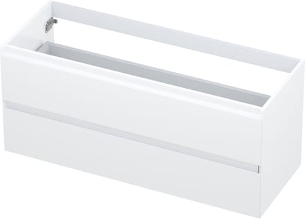 INK® wastafelonderkast 2 laden greeploos gelakt 120x45x52cm, hoogglans wit
