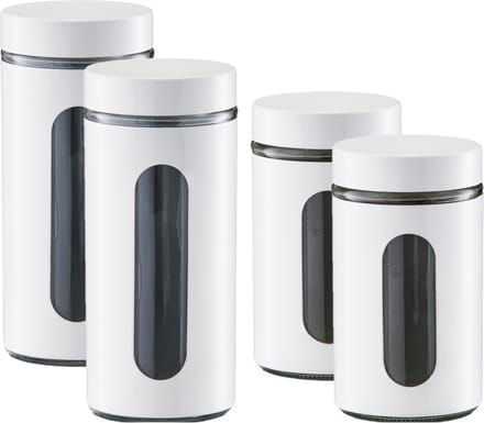 Zeller - 4x keuken voorraadpotten rvs - 2 formaten 900 ml en 1200 ml