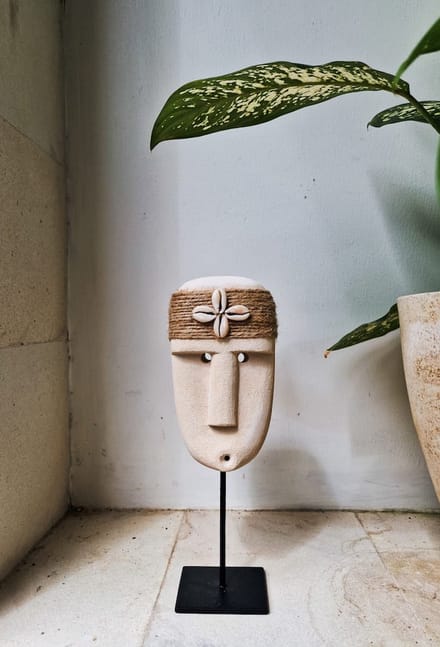 Monnarita - Handgemaakte Decoratie - Indisch Kalksteen - Jute en Schelpen