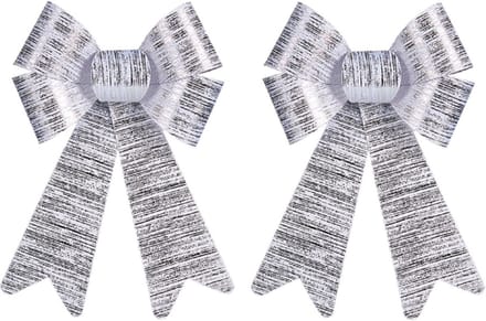 Krist kerstboomversiering strik - 2x stuks - zilver glimmend - 15 x 25 cm - kerststrikken
