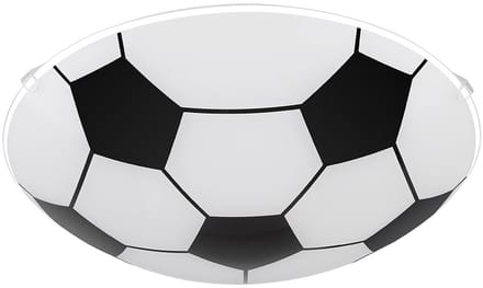 Kinderkamerlamp plafondlamp slaapkamerlamp voetbal, metaal glas zwart wit, 2x E27, D 30 cm