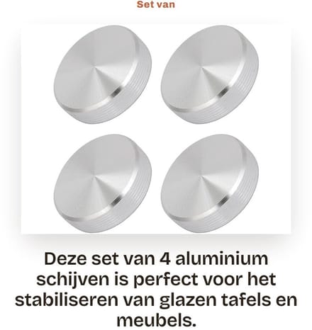 Dailygoods - Set van 4 Aluminium Tafeladapter Schijven voor Glazen Meubels
