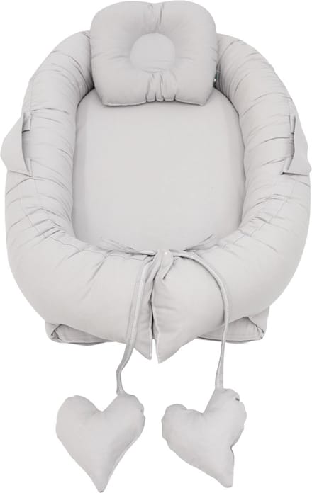 Mordesign - Babynestje - Grijs - Inclusief Steunkussen - 100% Katoen Babynest - Wasbaar op 30°C