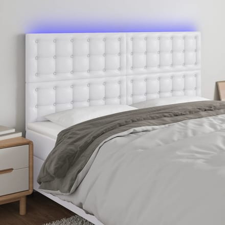 vidaXL - Hoofdbord - LED - 160x5x118/128 - cm - kunstleer - wit