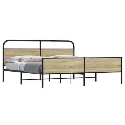 vidaXL - Bedframe - zonder - matras - metaal - sonoma - eikenkleurig - 183x213 - cm