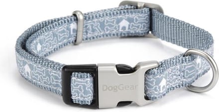 Nylon halsband Bones. Blauw, verstelbaar.