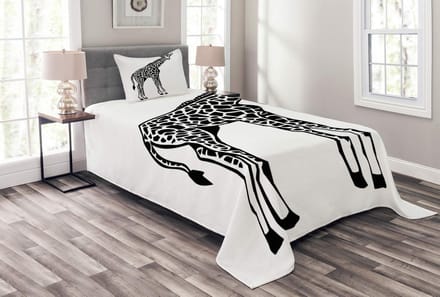 ABAKUHAUS Girafenset – Deken 170x220 cm + Kussen 75x50 cm – wit/grijs