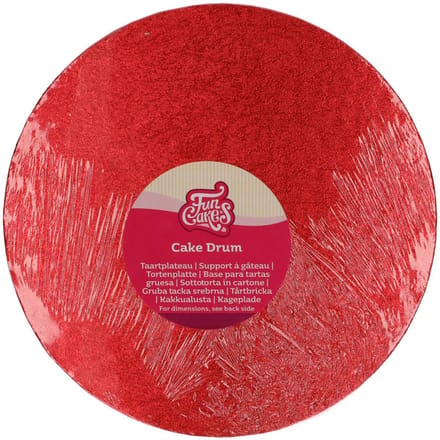 FunCakes Cake Drum Rond - Rood - Ø25 cm / 12 mm - Taartonderlegger - Taartkarton