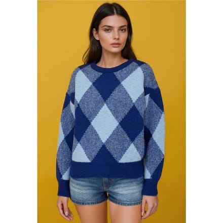 Diamantpatroon Crew Neck Trui