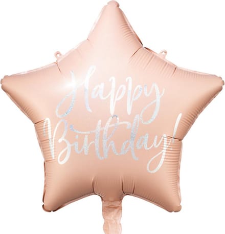 Partydeco - Folieballon Ster Happy Birthday - roze