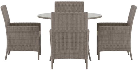 Lefkas tuinmeubelset tafel 110x110cm 6 stoelen bruin.