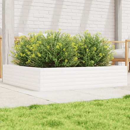 vidaXL - Plantenbak - 110x110x23 - cm - massief - grenenhout - wit