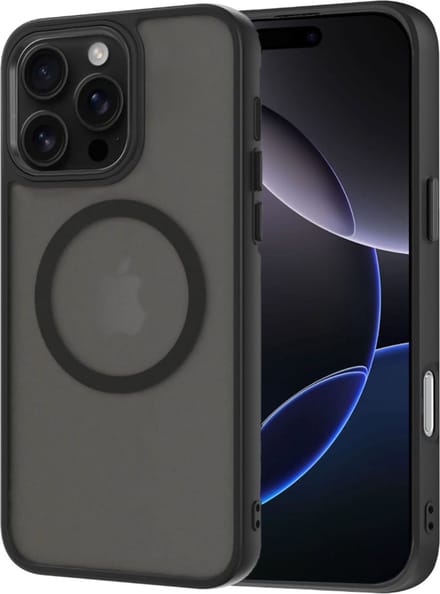 Hoesje geschikt voor Apple iPhone 16 Pro Max - Geschikt voor Magsafe - Shock Proof Case – Mat Zwart