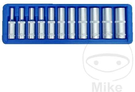 Lange 1/4" Zeskant Dop-bits, 4-13 mm, 11 stuks