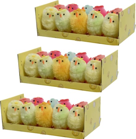 Decoris paaskuikentjes met bloem - 30x stuks - 5 cm