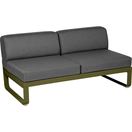 Fermob BELLEVIE 2-zits middenmodule - D3 Pesto - A3 grafietgrijs