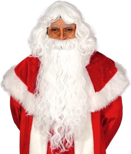 Fiestas Guirca Kerstman set - baard met pruik - volwassenen - synthetisch haar - kerstmannen