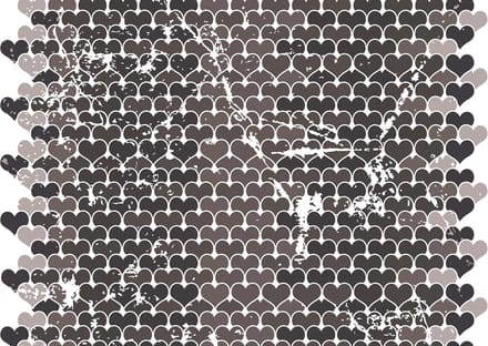 Fotobehang Hearts Pattern Black White | XL - 208cm x 146cm | 130g/m2 Vlies