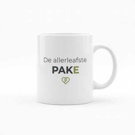 De Allerliefste Pake Mok – Hart Design – Witte Keramische Koffiemok 330 ml