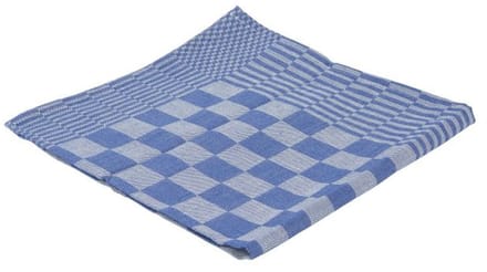 Theedoek - 65x65cm - Blauw - geblokt - 100% katoen - Set 6 stuks