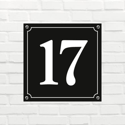 Huisnummerbord Mat zwart Deluxe - Nummer 17 - incl. bevestiging