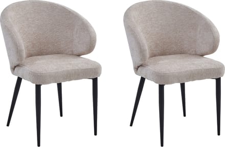 Colenis® - Ruby Eetkamerstoel - Set Van 2 - Beige - Chenille Stof - Design
