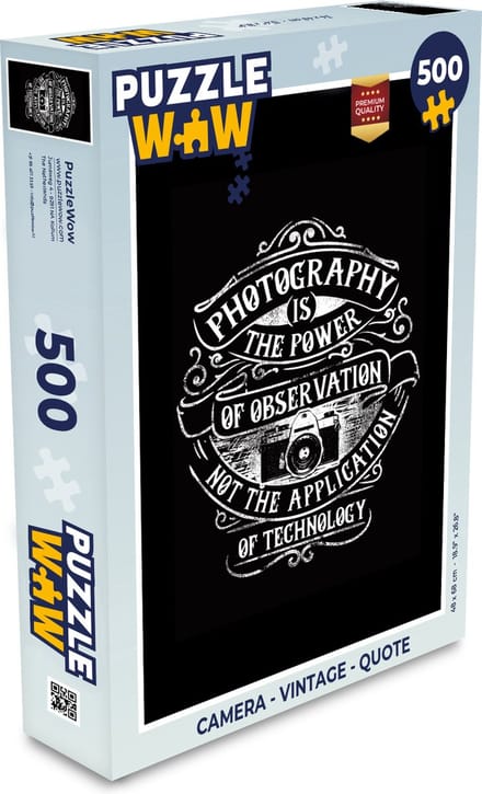 Puzzel Camera - Vintage - Quote - Legpuzzel - Puzzel 500 stukjes