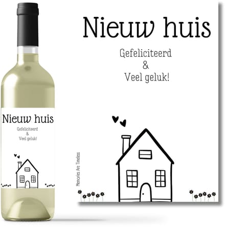 Wijnetiket Nieuw Huis – Housewarming Cadeau – Wijnfles Label Samenwonen