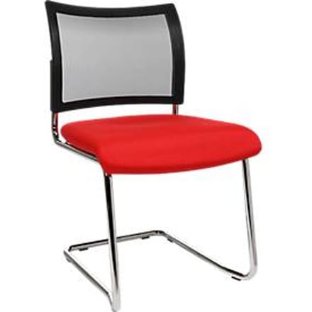 Sledestoel SEAT POINT, gaas, zonder armleuningen, stapelbaar, set van 2, rood