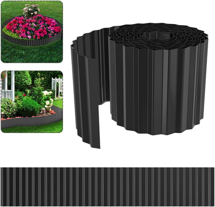 Verzinkte Tuinrand 10m – Flexibele Grasrand van Staal 18 cm Hoog – Tuinafscheiding, Bloembedrand, Kantopsluiting – Zwart