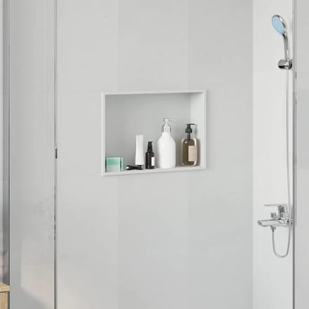 vidaXL - Douche - Niche - Wit - 45 - x - 30 - x - 9,5 - cm - Roestvrij - staal
