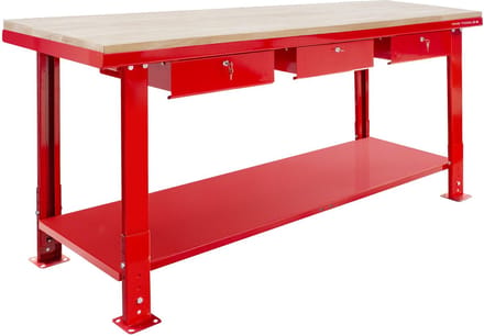 Werkbank 200 cm met verstelbare voeten MDF topblad 3 lades MW Tools DER2000PW