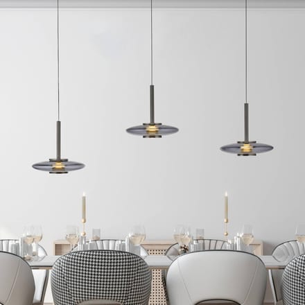 LED hanglamp PURE Vitrum, grijs, glas/aluminium, 3-lamps