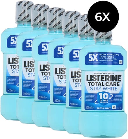Listerine Total Care Stay White Mouthwash - 6 x 500 ml