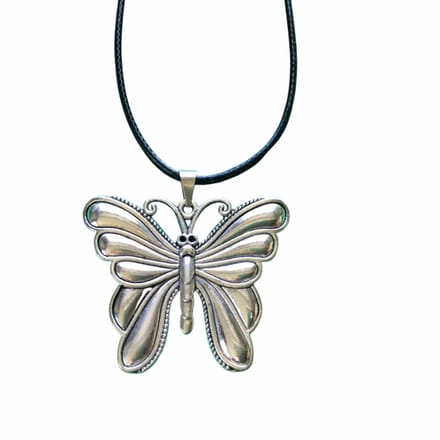 Vlinder -ketting- zwart -koord - Charme Bijoux