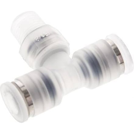 6mm x R1/8'' inline T-stuk PA Insteekfitting Buitendraad FDA Draaibaar EPDM