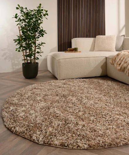 Rond hoogpolig vloerkleed - Blend beige 120
